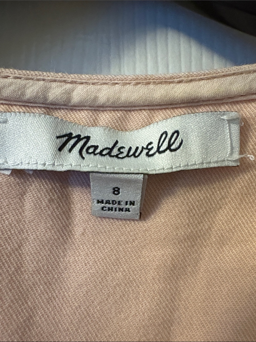 Madewell Top-Stitched Coverall Jumpsuit in Bashful Blush Size 8 - Picture 2 of 6